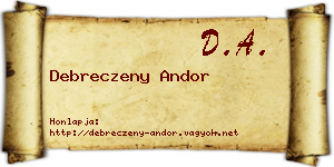 Debreczeny Andor névjegykártya