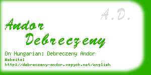 andor debreczeny business card